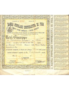 BANCA POPOLARE COOPERATIVA DI PISA - UNA AZIONE - 1883