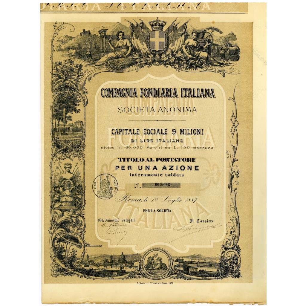 1887 - COMPAGNIA FONDIARIA ITALIANA SOC. ANON. - 1 AZIONE ROMA