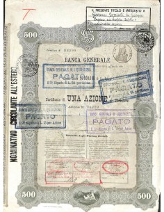 BANCA GENERALE - UNA AZIONE ROMA 1882