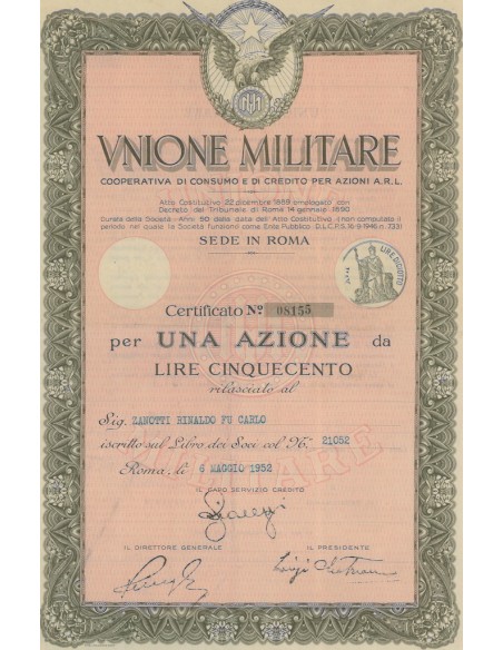 UNIONE MILITARE COOP. DI CONSUMO E DI CREDITO PER AZIONI A.R.L. 1 AZIONE ROMA