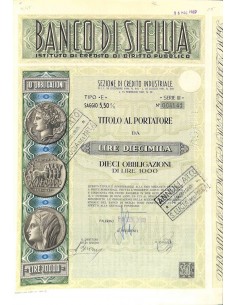 BANCO DI SICILIA - 10 OBBLIGAZIONI PALERMO 1969