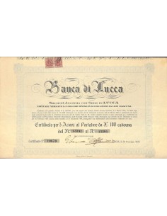 BANCA DI LUCCA - 5 AZIONI - LUCCA 1926