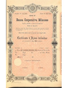 BANCA COOPERATIVA MILANESE - AZIONI - 1883 MILANO