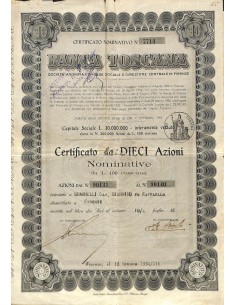 BANCA TOSCANA - 10 AZIONI FIRENZE 1934