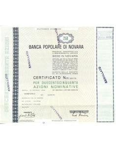 BANCA POPOLARE DI NOVARA - 250 AZIONI NOVARA 1984