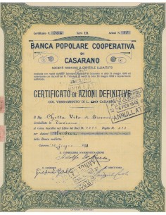 BANCA POPOLARE COOPERATIVA DI CASARANO SERIE III CASARANO