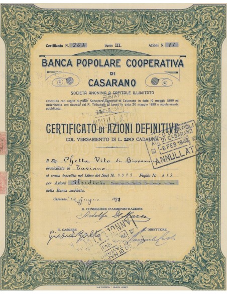 BANCA POPOLARE COOPERATIVA DI CASARANO SERIE III CASARANO