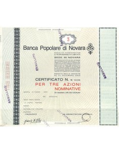 BANCA POPOLARE DI NOVARA - 3 AZIONI NOVARA 1989