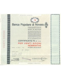 BANCA POPOLARE DI NOVARA - 20 AZIONI NOVARA 1989