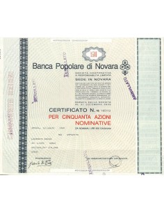 BANCA POPOLARE DI NOVARA - 50 AZIONI NOVARA 1989