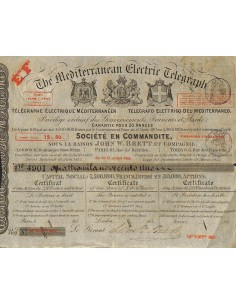 TELEGRAFO ELETTRICO DEL MEDITERRANEO - UNA AZIONE PARIGI 1854