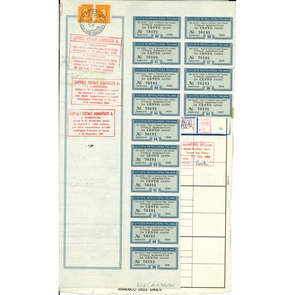 1984 - SOCIETA' PETROLIFERA ITALIANA - 100...