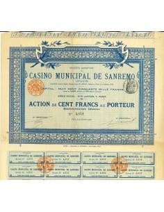 1906 - CASINO' MUNICIPALE DI SAN REMO - 100 FRANCHI...