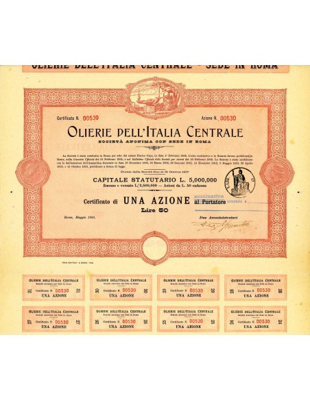 1920 - OLIERIE DELL'ITALIA CENTRALE - 1 AZIONE - ROMA