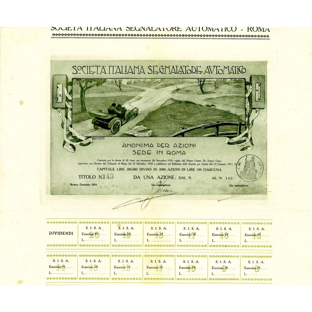 1911 - SOCIETA' ITALIANA SEGNALATORE AUTOMATICO...