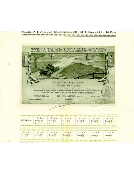 1911 - SOCIETA' ITALIANA SEGNALATORE AUTOMATICO - 1 AZIONE - ROMA