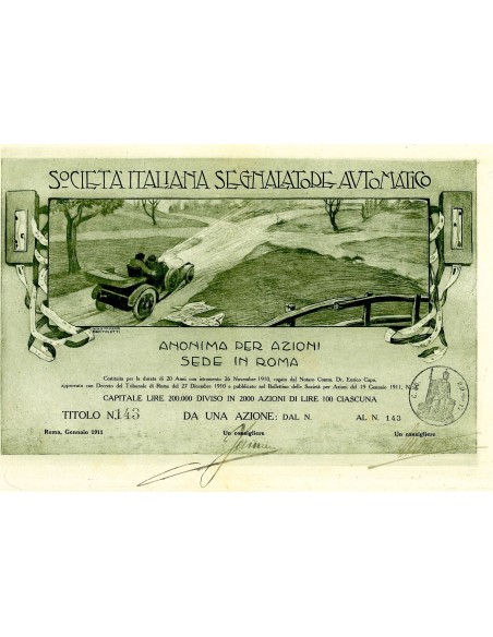 1911 - SOCIETA' ITALIANA SEGNALATORE AUTOMATICO - 1 AZIONE - ROMA