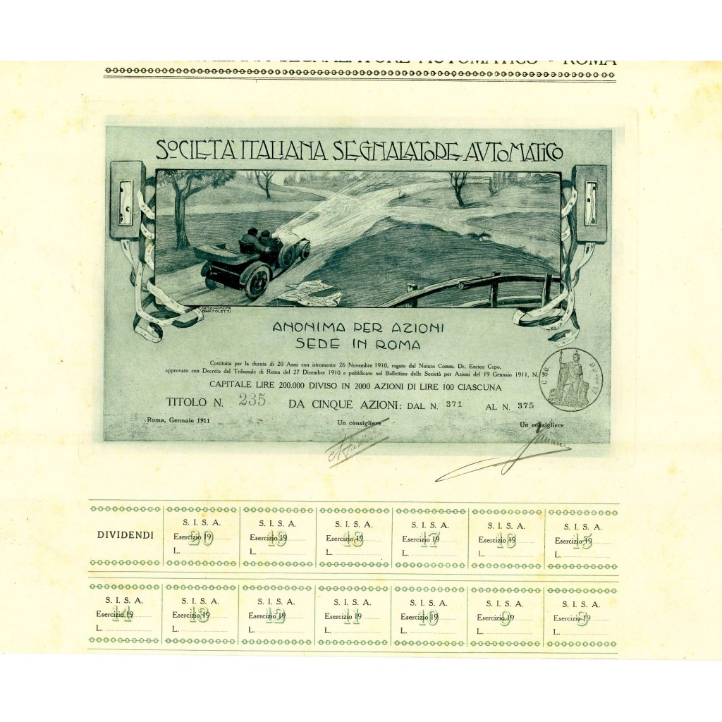 1911 - SOCIETA' ITALIANA SEGNALATORE AUTOMATICO...