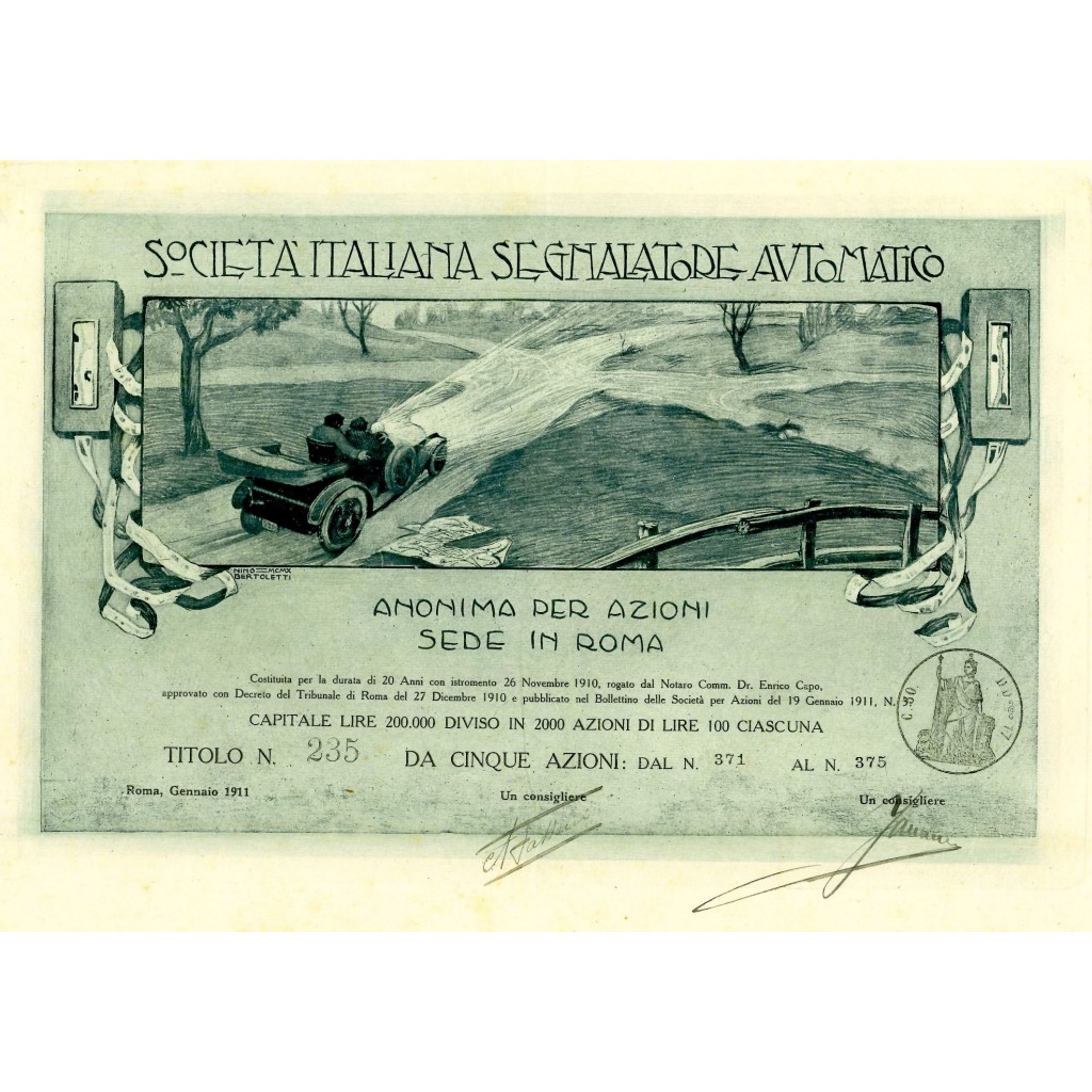 1911 - SOCIETA' ITALIANA SEGNALATORE AUTOMATICO...