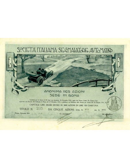 1911 - SOCIETA' ITALIANA SEGNALATORE AUTOMATICO - 5 AZIONI - ROMA