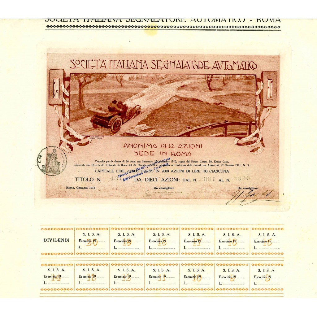 1911 - SOCIETA' ITALIANA SEGNALATORE AUTOMATICO...