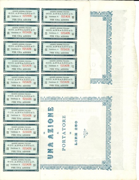 1918 - GIO' ANSALDO SOC. PER AZIONI - 1 AZIONE - ROMA