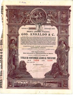 1918 - GIO' ANSALDO SOC. PER AZIONI - 25 AZIONI - ROMA