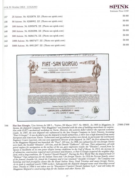 1917 - FIAT SAN GIORGIO COSTRUZIONI NAVALI E MECCANICHE - 10 AZIONI - TORINO7