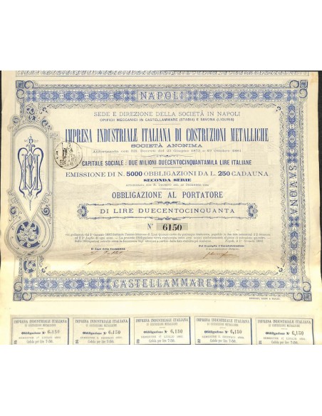 IMPRESA IND. ITALIANA DI COSTRUZIONI METALLICHE - 1 OBB. 1882