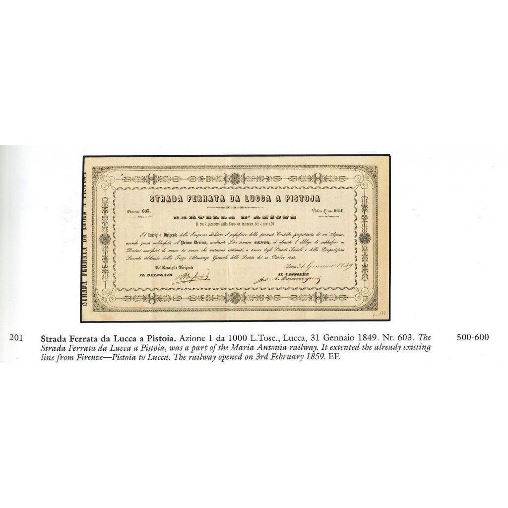 1849 - STRADA FERRATA DA LUCCA A PISTOIA - 1...