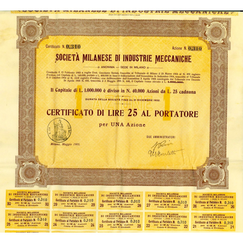 1905 - MILANESE DI INDUSTRIE MECCANICHE - 1...