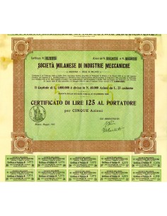 1905 - MILANESE DI INDUSTRIE MECCANICHE - 5 AZIONI - MILANO