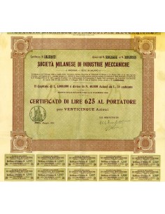 1905 - MILANESE DI INDUSTRIE MECCANICHE - 25 AZIONI - MILANO