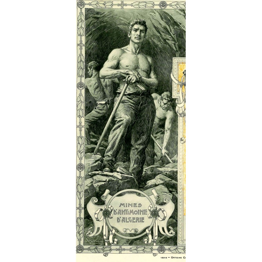 1907 - MINES D'ANTIMOINE D'ALGERIE DISEGNO A....