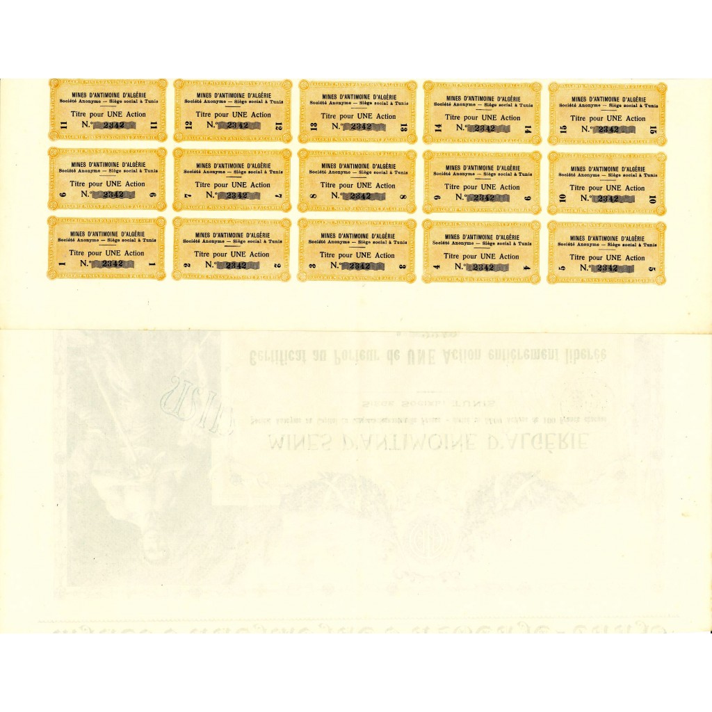 1907 - MINES D'ANTIMOINE D'ALGERIE DISEGNO A....