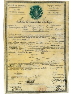 1841 - CITTA' DI TORINO CASSA DE CENSI E PRESTITI CEDOLA...