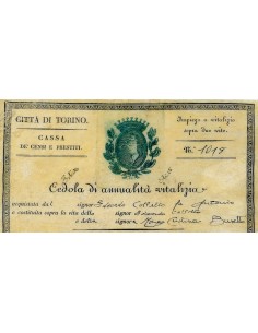 1841 - CITTA' DI TORINO CASSA DE CENSI E PRESTITI CEDOLA... 2