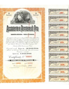 ACCIAIERIE E FERRIERE DI PRA - 5 AZIONI GENOVA 1906