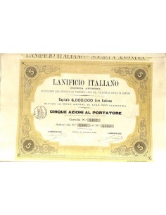 LANIFICIO ITALIANO SOC. ANON. - 5 AZIONI GENOVA 1889