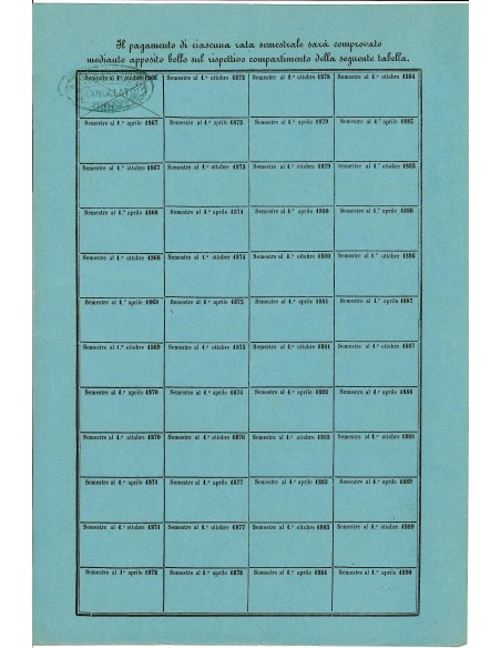 1869 - DEBITO PUBBLICO REGNO D'ITALIA 3% RENDITA LIRE 30 - FIRENZE