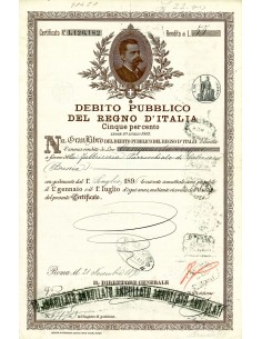 1896 - DEBITO PUBBLICO REGNO D'ITALIA UMBERTO I  5%...