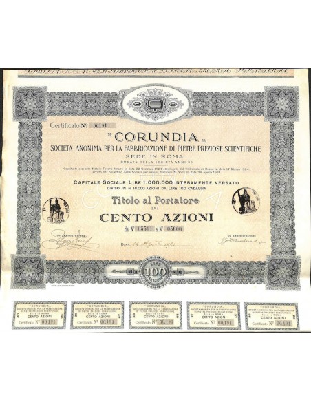 CORUNDIA - 100 AZIONI ROMA 1924