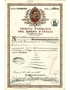 1897 - DEBITO PUBBLICO REGNO D'ITALIA UMBERTO I  5%...