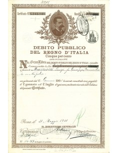 1901 - DEBITO PUBBLICO REGNO D'ITALIA UMBERTO I  5%...