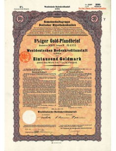 1930 - GERMAN GOLD BOND KOLN 1.000 GOLDMARK (100/279 Kg....