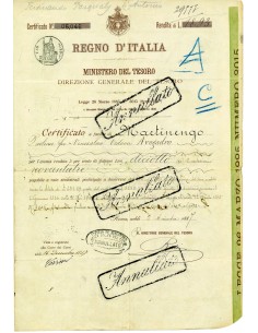 1887 - MINISTERO DEL TESORO 3% RENDITA L. 18,93 - DEBITO...