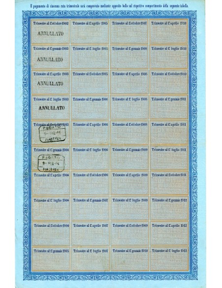 1903 - CERTIFICATO 3,50% RENDITA L. 35 - DEB. PUBBLICO REGNO D'ITALIA - ROMA