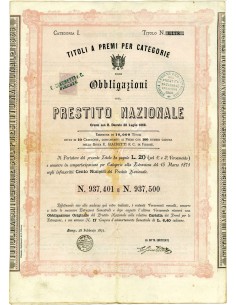 1871 - PRESTITO NAZIONALE DEL REGNO D'ITALIA OBBLIGAZIONI...
