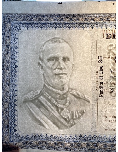 1925 - CONSOLIDATO 3,50% LIRE 1.000 RENDITA LIRE 35 - DEB. PUBBLICO REGNO D'ITALIA - ROMA