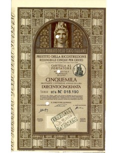1947 - PRESTITO DELLA RICOSTRUZIONE REDIMIBILE 5% -...
